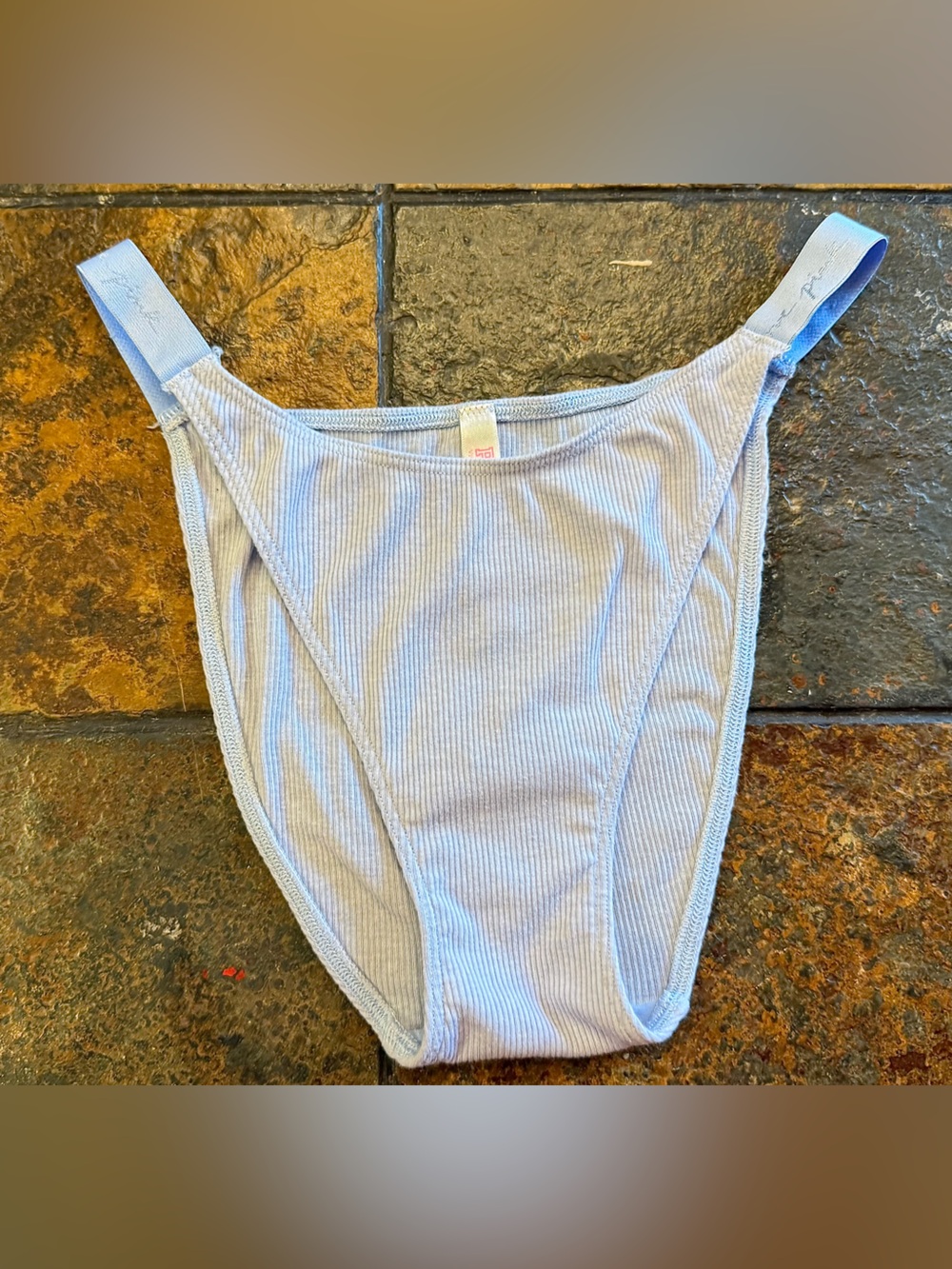 Victoria's Secret Light Blue Ribbed High-Cut Bikini Brief